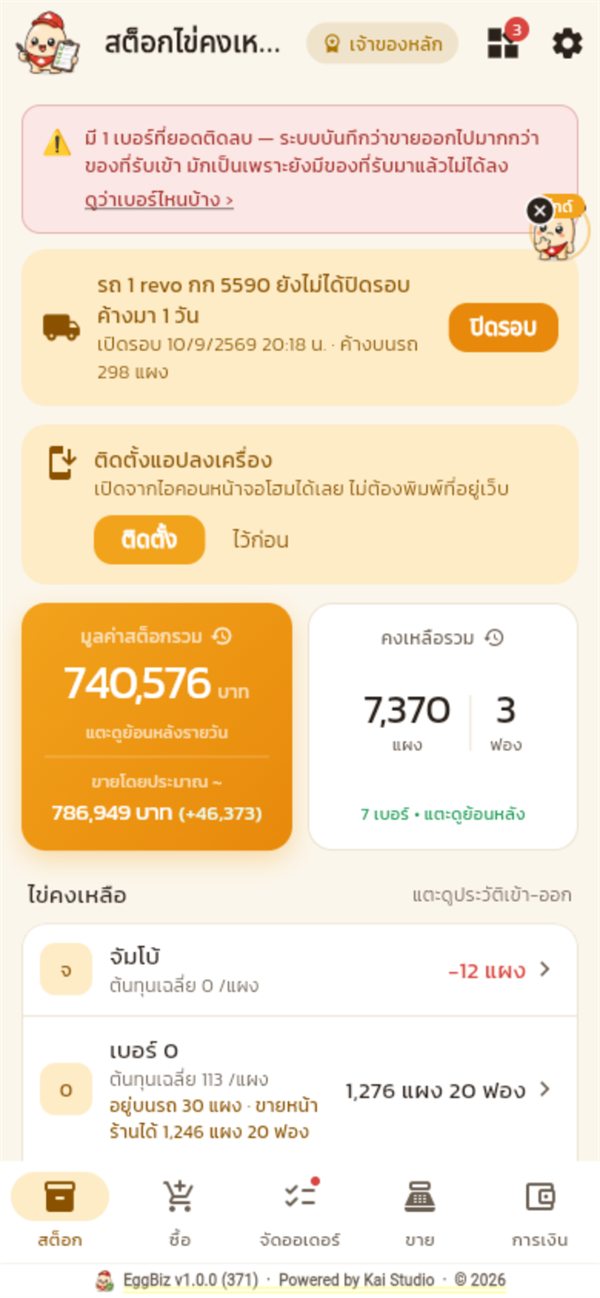 หน้าสต็อก จัมโบ้ติดลบ 12 แผง