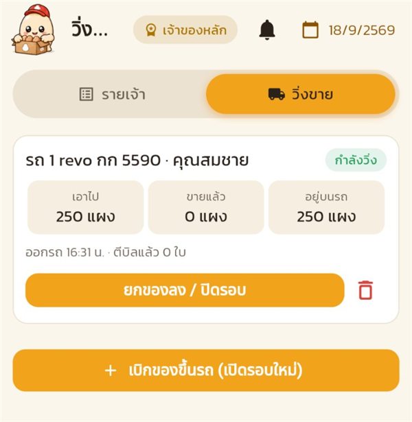 การ์ดรอบวิ่งขายที่กำลังวิ่ง