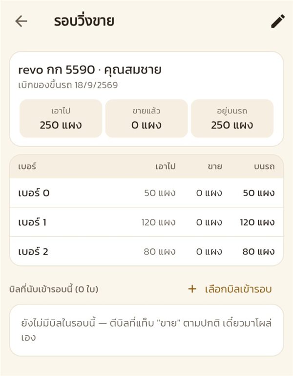 หน้ารายละเอียดรอบ เอาไป ขาย บนรถ